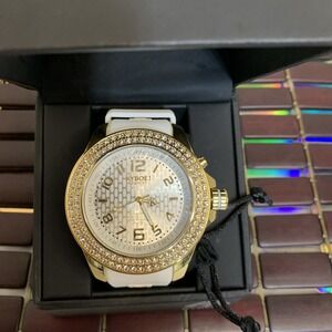 Kyboe! Men's Watch Giant 55MM Black Case‎ White Silicone Band Mariner NWBox